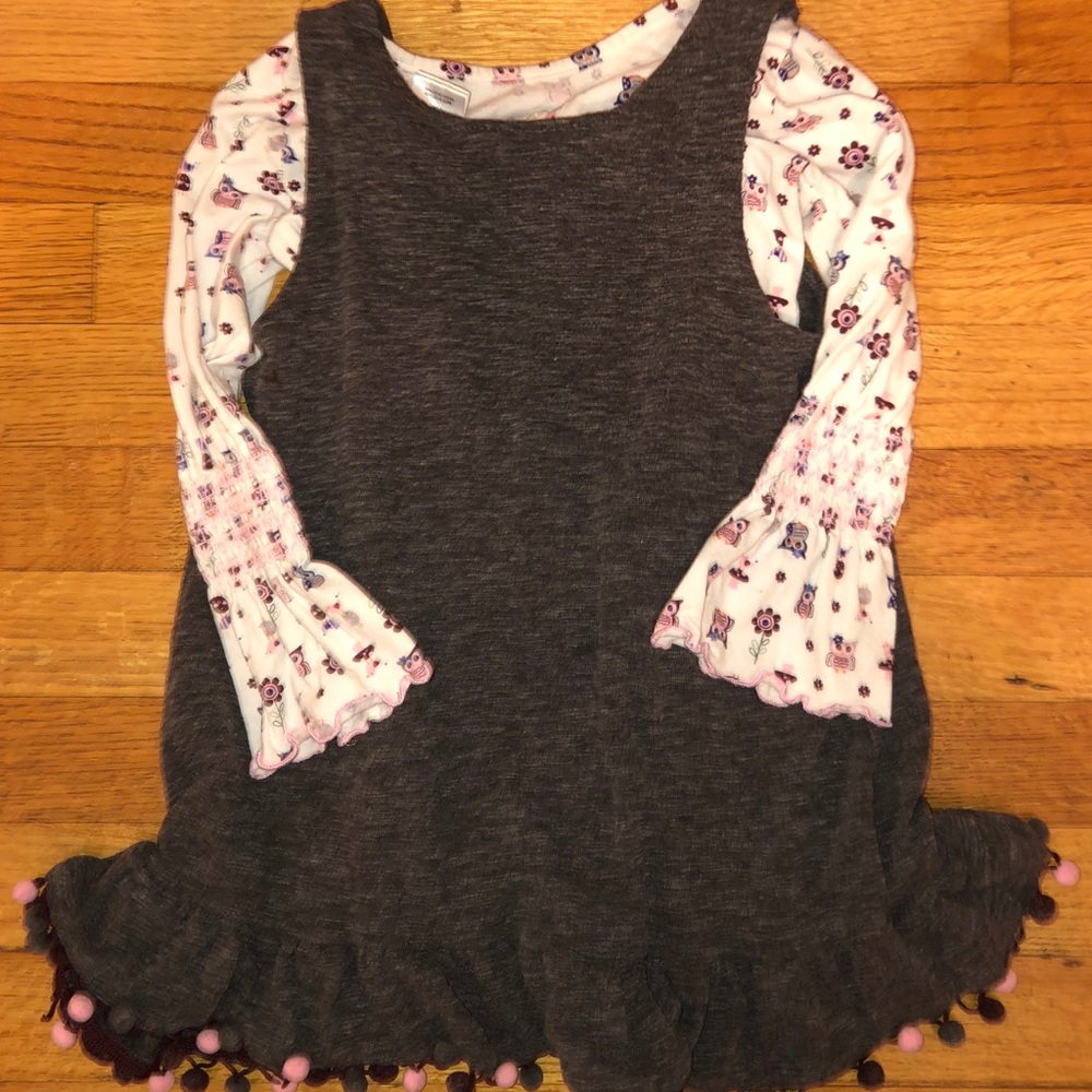 Girl’s Good Lad jumper dress Pom poms 4T